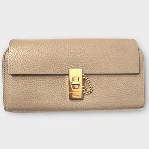 Chloe Tan Leather Wallet with Gold Hardware